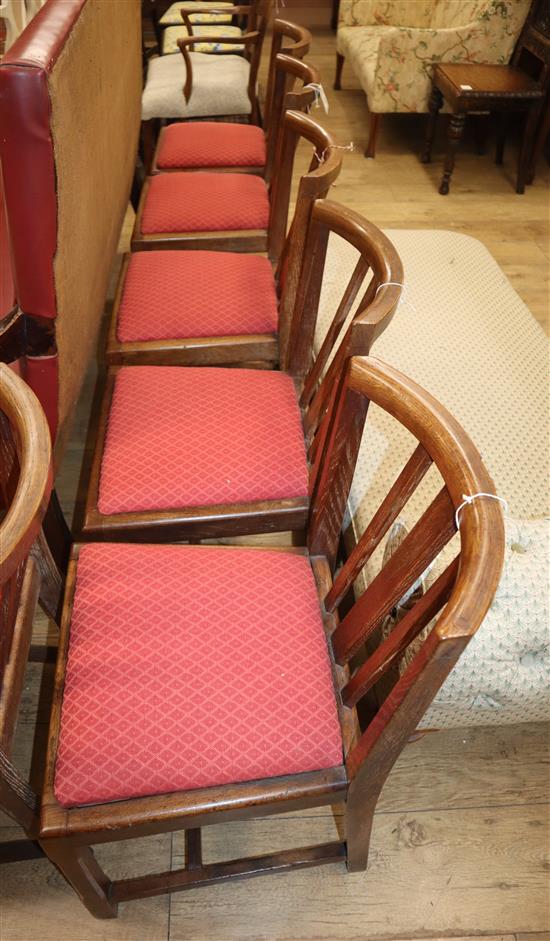 Podger & Davis Ltd., Weston Super Mare, set of six limed oak dining chairs